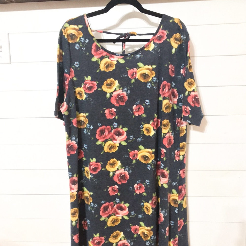 Floral Midi Dress With Scoop Tie Back